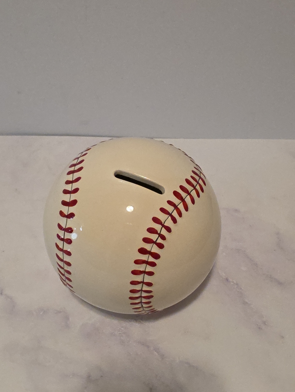 Ceramic Piggy Bank, Ball Coin Money Bank, Sports Themed Baseball Shaped Coin